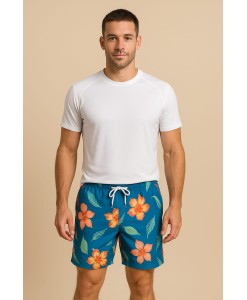 Short Floral Estampado Calção elastano P M G Gg Verão